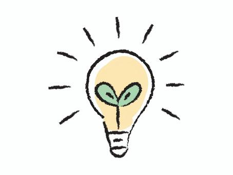 Hand-drawn light bulb and leaves Eco-related illustrations, , JPG, PNG and AI