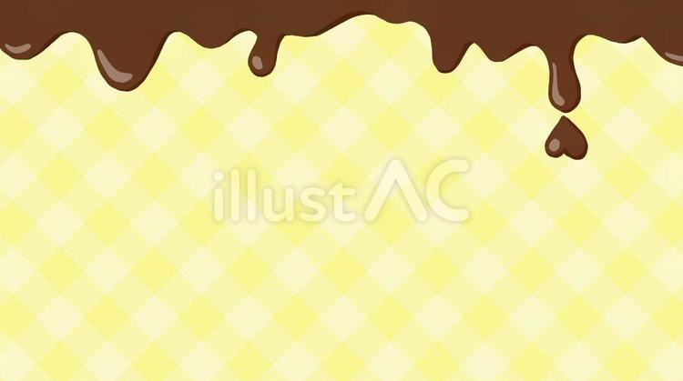 とろ〜りチョコとチェックの背景 チョコレート,垂れる,壁紙のイラスト素材