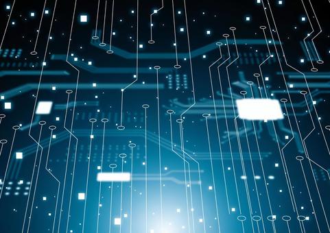 電子回路と半導体と青色のデジタル背景素材 デジタル,テクノロジー,電子回路,基盤,半導体,スタイリッシュ,光,青色,背景のイラスト素材