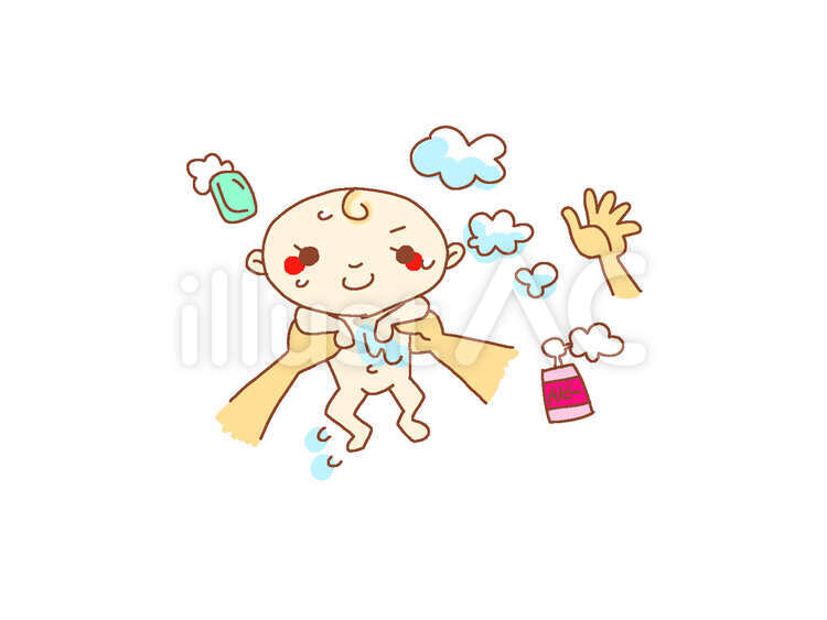 赤ちゃん【おふろ】色 あかちゃん,さっぱり,お風呂のイラスト素材