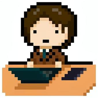 スーツ男性・パソコン２ スーツ,男性,人間,働く人,パソコン,ピクセルアート,ドットのイラスト素材