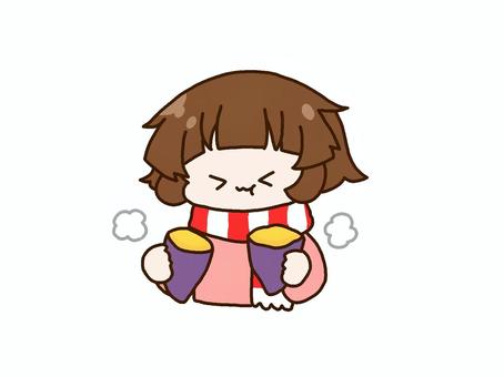 ホカホカ焼き芋を食べる女の子 ホカホカ焼き芋を食べる女の子 焼き芋,さつまいも,ホクホク,おいしい,秋,冬,寒い,季節,もぐもぐ,食べるのイラスト素材