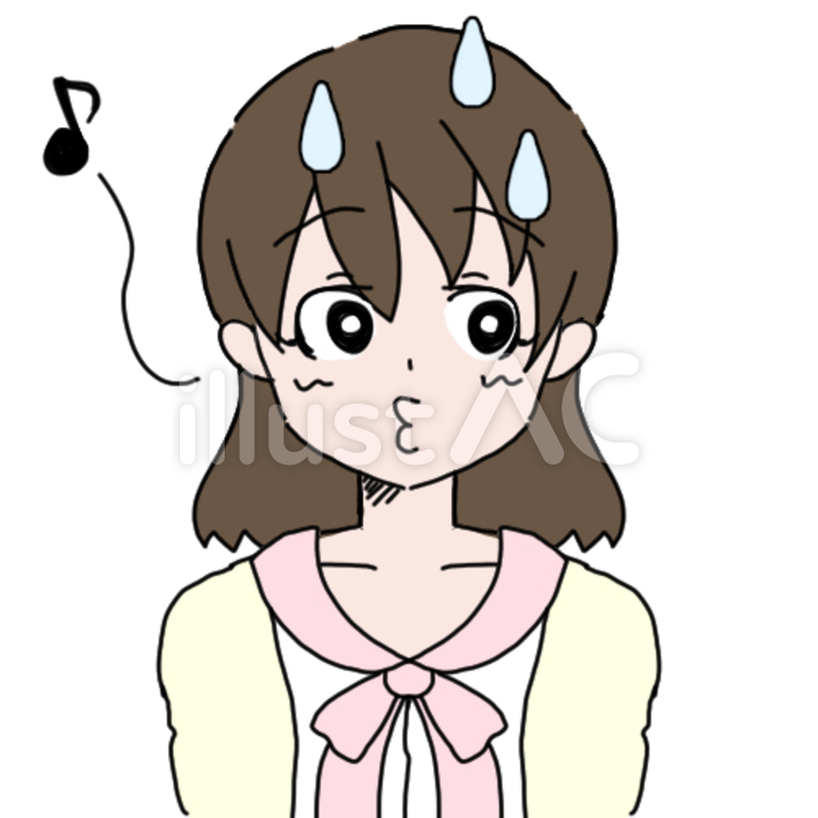  私服の女性3（とぼける） 音符,口笛,10代のイラスト素材