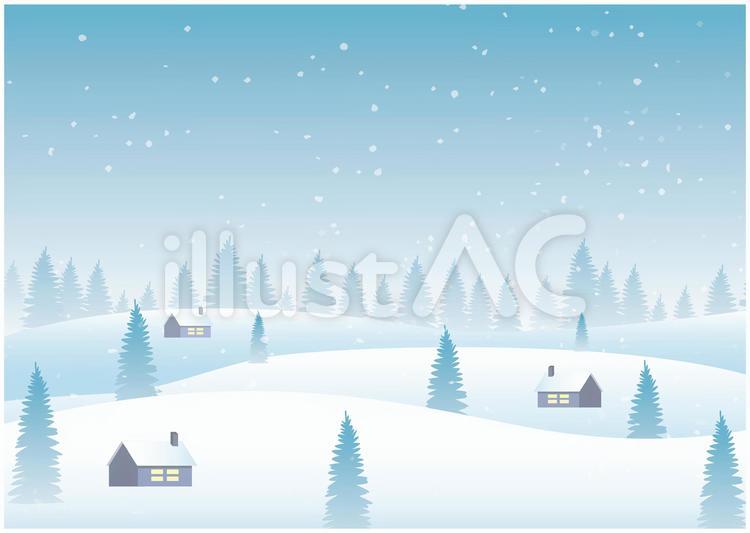 冬　雪　田舎　風景 冬,冬季,雪のイラスト素材