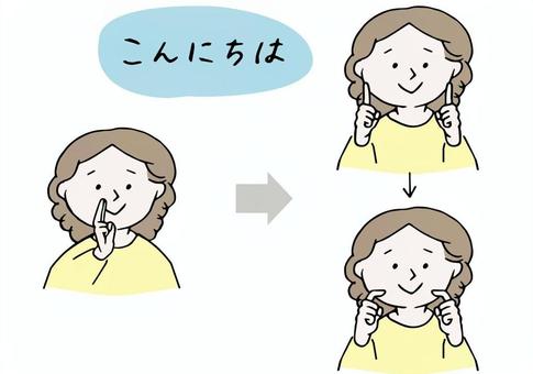 手話「こんにちは」 人物,手話,手話通訳,対話,会話,楽しい,福祉,挨拶,昼,動作のイラスト素材