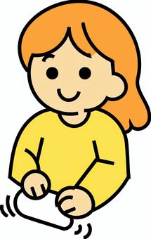 布巾で掃除する女の子 布巾で掃除する女の子 掃除,日常,家事,頑張る,きれい好き,ほのぼの,清潔,女の子,人物,キャラのイラスト素材