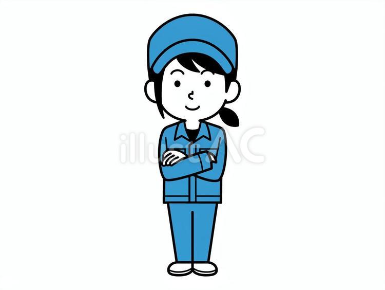 腕組みする作業員の女性 女性,作業員,帽子のイラスト素材