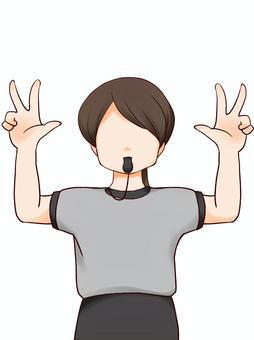 バスケ審判1_7 バスケットボール,審判,ハンドサイン,ジェスチャー,ファール,ファウル,試合,ボールのイラスト素材