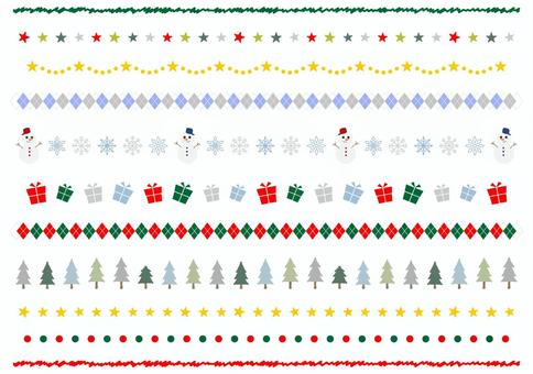 かわいい冬の罫線セット クリスマス,罫線,冬,セット,ライン,飾り罫線,雪だるま,木,アーガイル,プレゼントのイラスト素材