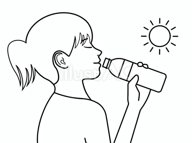 水分補給 熱中症対策,熱射病対策,日射病対策のイラスト素材
