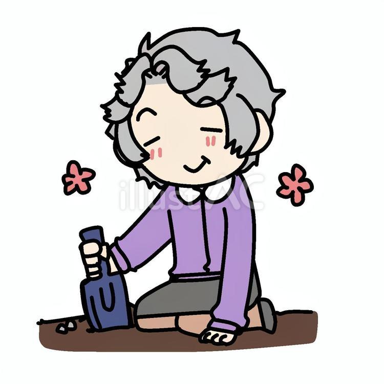 ほのぼのスコップで土を掘るおばあさん おばあさん,スコップ,土のイラスト素材