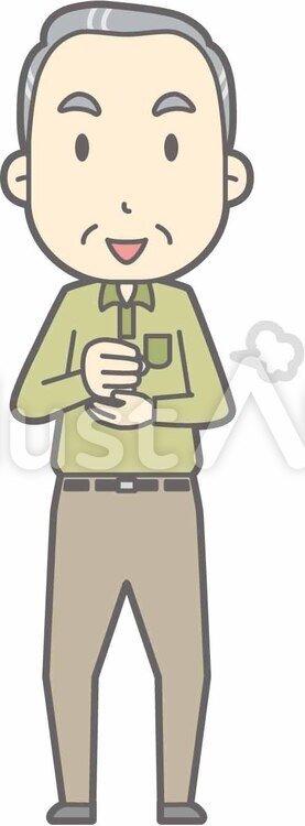 老人男性d-なるほど-全身 考える,笑顔,お爺さんのイラスト素材
