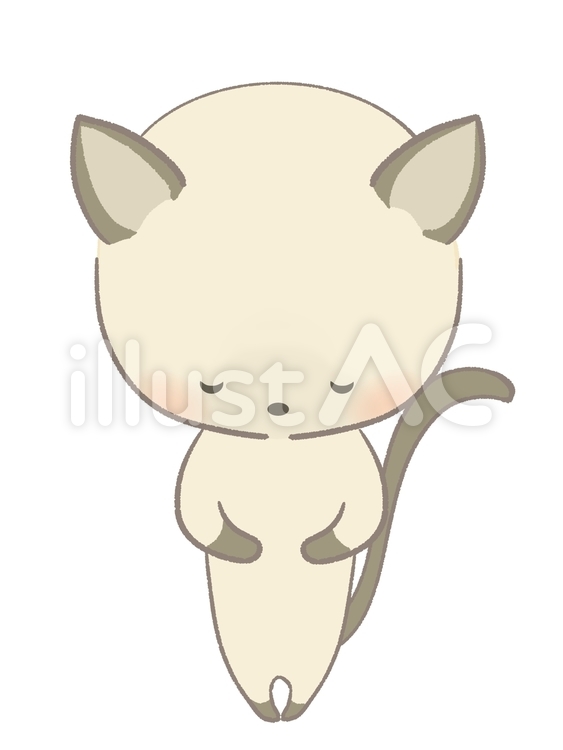 お辞儀をするシャム猫のイラスト 線ありイラスト No 無料イラストなら イラストac