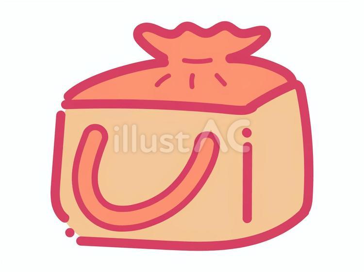 夏の和小物浴衣小物の巾着バッグ（赤） 巾着,バッグ,浴衣のイラスト素材