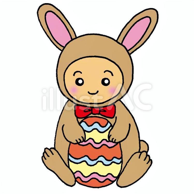 卵を持ったうさぎ　ベージュ うさぎ,卵,コスプレのイラスト素材