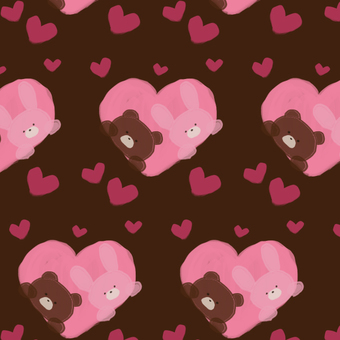 ハートくまチョコブラウン 2月14日,2月,冬,バレンタインデー,イベント,ハート,くま,チョコレート,模様,プレゼントのイラスト素材