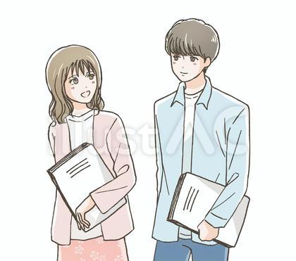 書類を持つ男女のイラスト(上半身)
