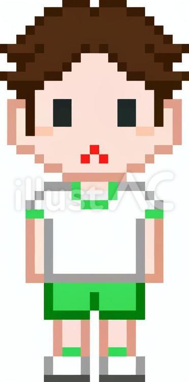 ドット絵の緑の体操服の男性です。 ドット絵,体操服,男性のイラスト素材