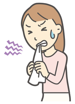  ロングヘア女性-566-バスト 悔しい,女性,女の子,人物,かわいい,我慢,ストレス,力む,怒る,失敗のイラスト素材