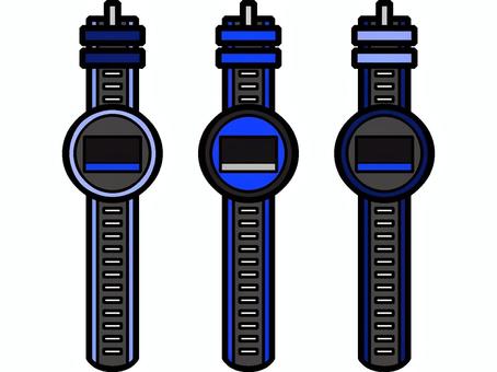 腕時計のセットアイコン『青』 腕時計のセットアイコン『青』 腕時計,時計,腕,着用,時間,確認,画面,道具,モチーフ,カラーのイラスト素材