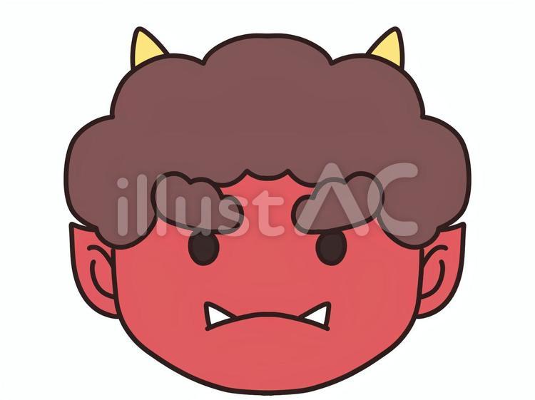 赤鬼　顔 節分,赤鬼,シンプルのイラスト素材