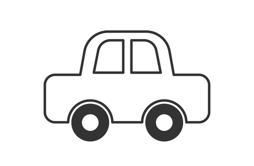 白い車のアイコン 車,自動車,乗用車,普通車,アイコン,中型,シンプル,かわいい,ミニカー,乗り物のイラスト素材