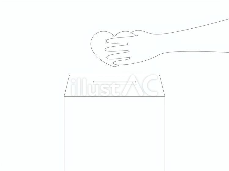 箱に入れる　思い　線画 選挙,思い,一票のイラスト素材