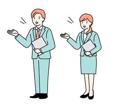 The whole body of men and women in suits that guide you with a file, JPG, PNG and AI The whole body of men and women in suits that guide you with a file, guide, a proposal, file, JPG, PNG and AI
