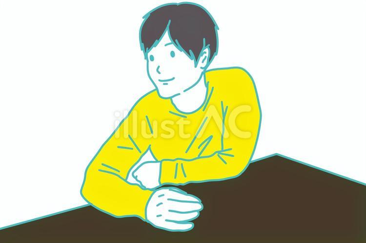 男性上半身 男性,テーブル,上半身のイラスト素材