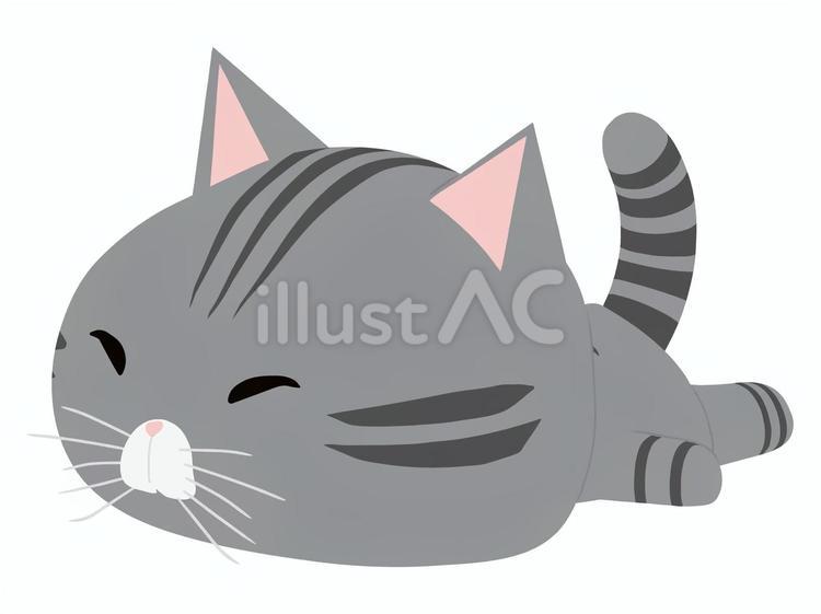 うつ伏せ_猫 うつ伏せ,猫,さばとらのイラスト素材