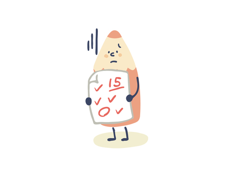 PEN（テスト2） 文房具,ペン,テスト,赤点,悪い,成績,難しい,試験,勉強,鉛筆のイラスト素材