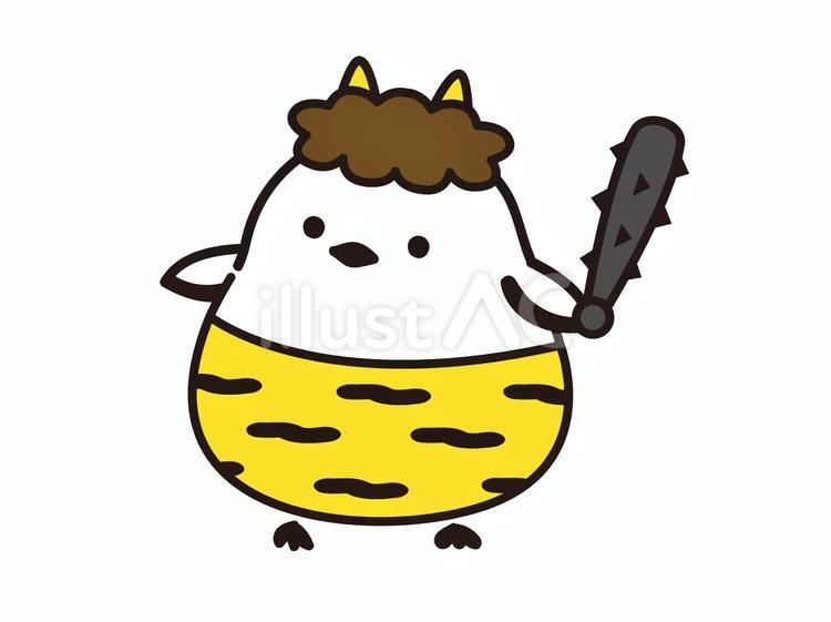 節分の鬼のシマエナガ 節分,鬼,二月のイラスト素材