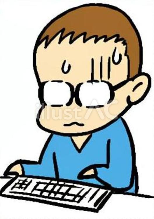 やばい　ショックの男性　青 ショック,戸惑う,焦るのイラスト素材
