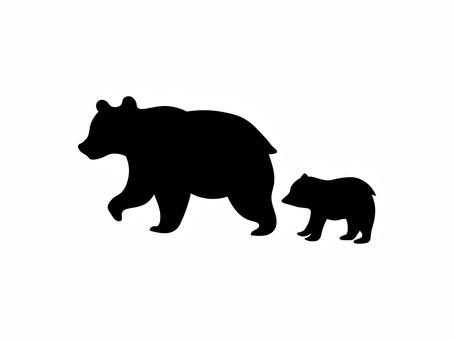 熊注意5 熊,親子,野生動物,動物,獣,イラスト,素材のイラスト素材