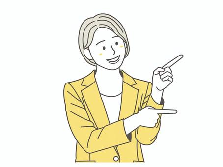 指差しをする女性5 指さし,女の人,可愛い,オススメ,案内,紹介,20代,30代,教える,指を差すのイラスト素材