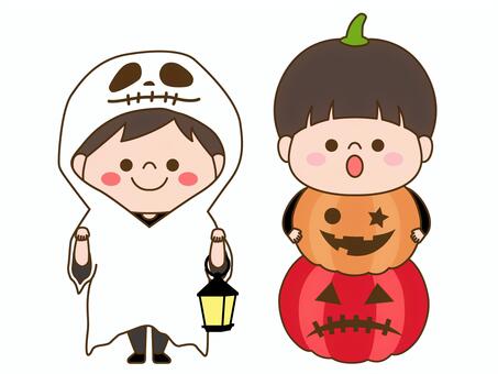 秋の人物イラスト<10月・ハロウィン> ハロウィン,ハロウィーン,仮装,10月,秋,人物,人,子ども,男の子,女の子のイラスト素材