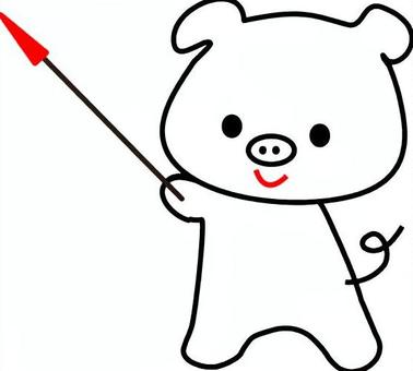 ぶたが説明をしているイラスト ぶた,キャラクター,指し棒,解説,プレゼンテーション,説明,教育,かわいい,シンプル,白背景のイラスト素材