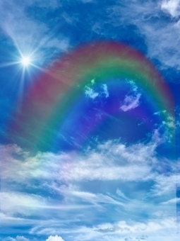 Blue sky rainbow copy space, JPG Blue sky rainbow copy space, prism, rainbow, light, JPG