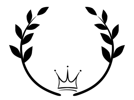 Illustration, laurel wreath, crown, black, 