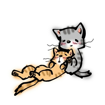 おやすみね。 おやすみね。 猫,兄弟,友達のイラスト素材