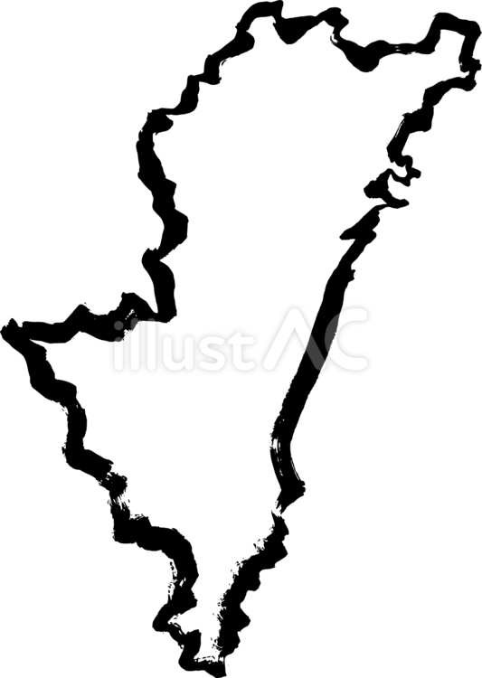 45宮崎-筆地図b 筆,宮崎,地図のイラスト素材