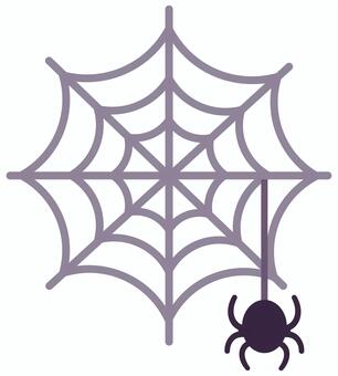 クモがぶら下がる蜘蛛の巣 蜘蛛の巣,蜘蛛,クモ,くも,スパイダーウェブ,ハロウィン,昆虫,虫,怖い,不気味のイラスト素材