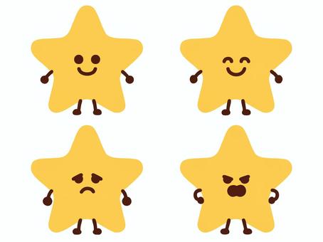 星くん01 星,キャラクター,顔,かわいい,表情,気持ち,黄色,笑顔,悲しい,怒るのイラスト素材