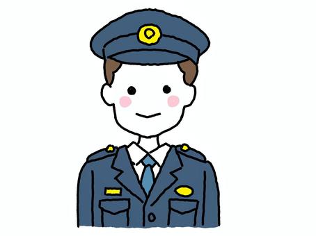 男性警察官（バストアップ） 警察官,男性,バストアップ,笑顔,手描き,シンプル,線画,人物のイラスト素材