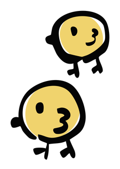 歩く2羽のひよこ ひよこ,歩く,２羽,複数,鳥,かわいい,動物,シンプル,手描き風,キャラクターのイラスト素材