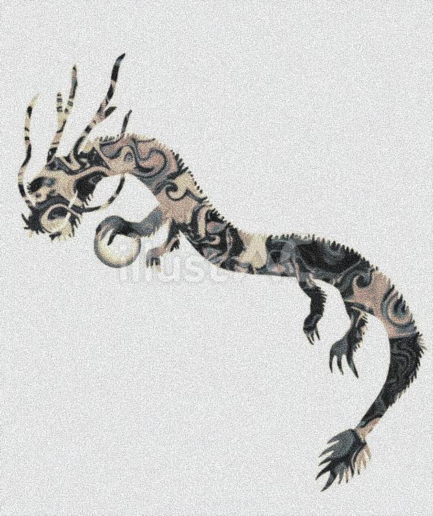 和の龍 龍,和風,白黒のイラスト素材