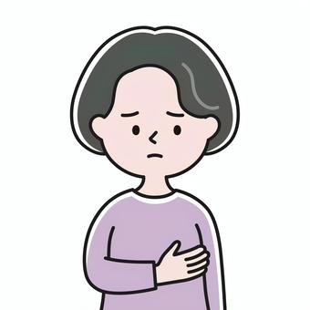 乳房痛 上半身 女性_影 GBW 女性,ミセス,乳房,乳腺症,線維腺腫,しこり,乳がん,セルフチェック,ピンクリボン,乳腺のイラスト素材