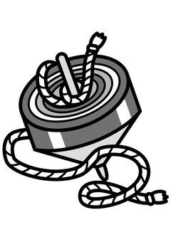 駒-2c 駒,正月,遊び,正月遊び,おもちゃ,紐,かわいい,シンプル,モノクロ,グレーのイラスト素材