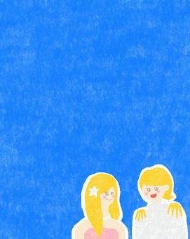 王子様と人魚姫♪ かわいい,王子様,王子,プリンス,人魚姫,女性,女,人,にこにこ,笑顔のイラスト素材