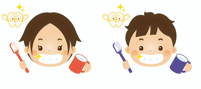 歯磨きをする子ども16 歯磨き,歯医者,子ども,歯ブラシ,コップ,虫歯,歯,予防,フッ素,アイコンのイラスト素材